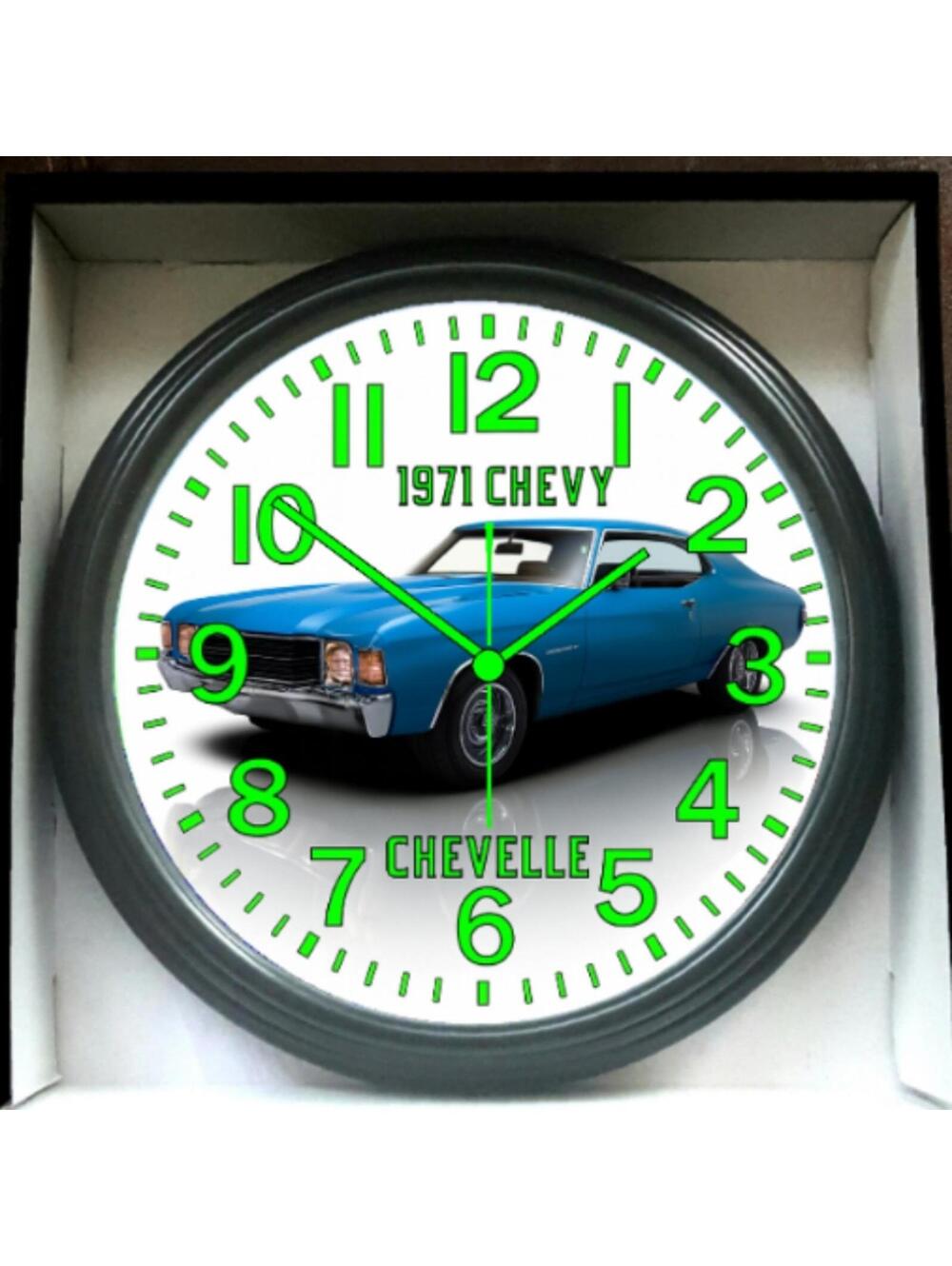 1971 Chevy Chevrolet Chevelle Glow In The Dark Wall Clock New!